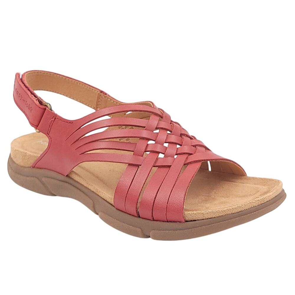Easy Spirit Women Mar Woven Slingback Sandals Size US 7W Medium Red Leather